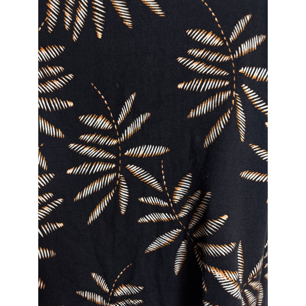A.N.D A New Day Cardigan Women Size Large Black Tan Leaf Knit Crew Long Sleeve - Picture 6 of 9